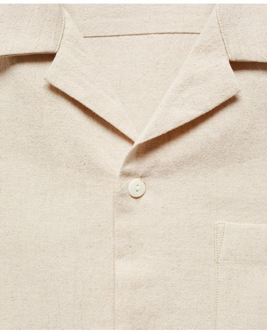 Mango Natural Short Sleeve Cotton Linen Shirt for men