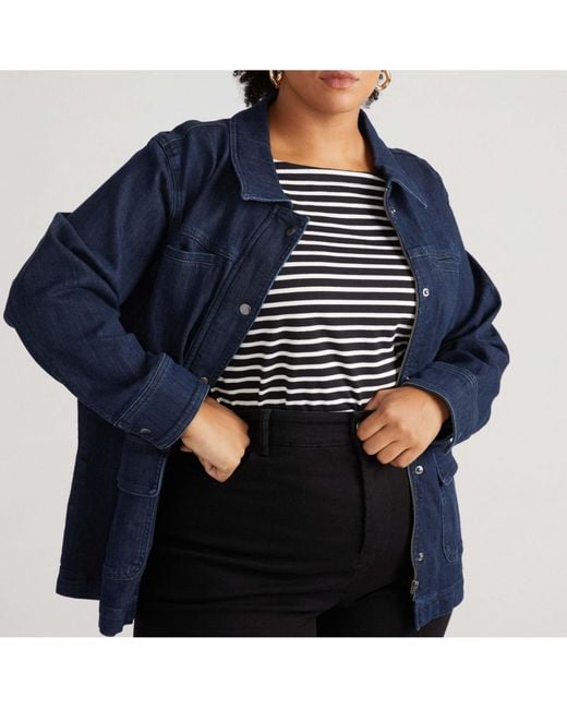 UNIVERSAL STANDARD Blue Plus Size Denim Utility Jacket
