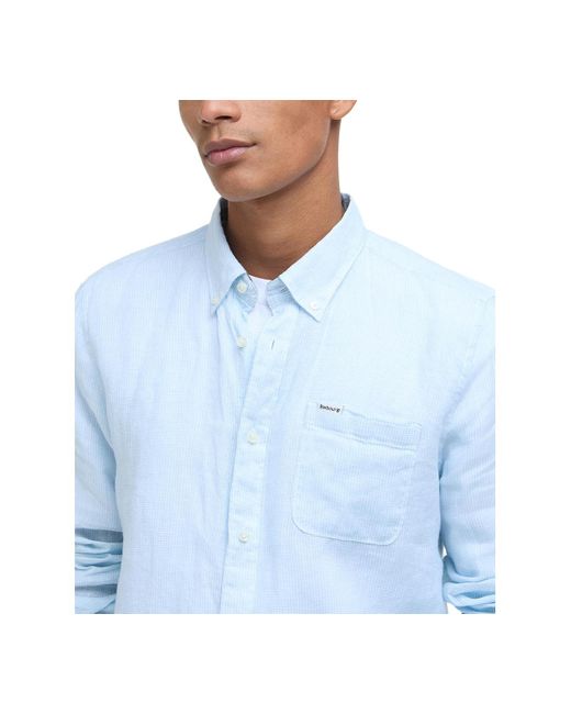 Barbour Blue Linton Linen Tailored Shirt for men