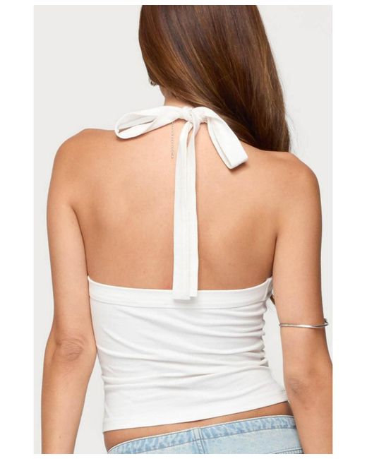 Edikted White Kylan Asymmetric Halter Top
