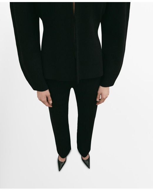 Mango Black Side Slit Knit Pants