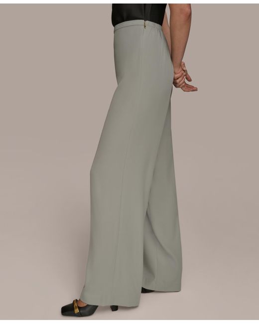 Donna Karan Brown Wide-leg Pull-on Pants