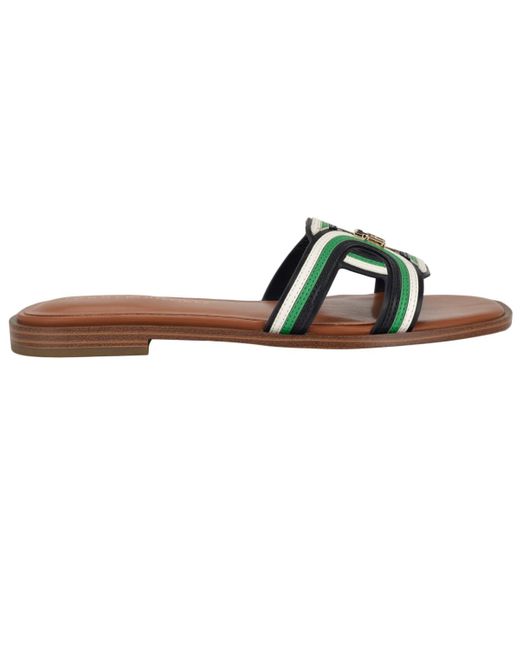 Tommy Hilfiger Green Tressi Slip On Flat Slide Sandals