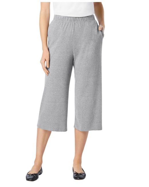 Woman Within Gray Plus Size 7-day Knit Culotte