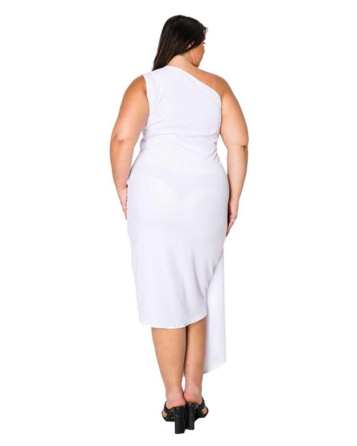 L I V D White Plus Size Esme Front Draped Sash Dress