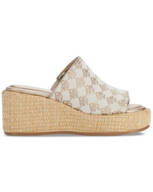 DKNY White Conrad Slip-on Wedge Sandals