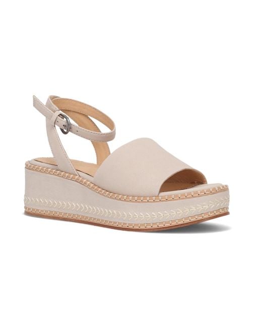 Frye White Joy Ankle Strap Platform Wedge Sandals