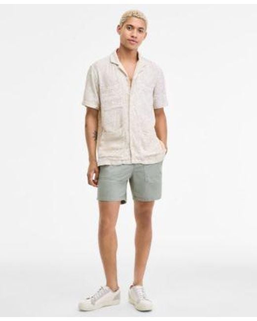 Sun & Stone White Sun Stone Camp Mays Regular Fit Printed Button Down Shirt Peter Regular Fit 6 Cotton Field Shorts Macys Exclusive for men