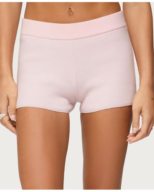 Edikted Pink Lorie Ribbed Knit Shorts