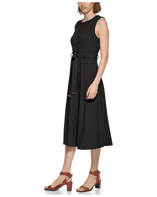 Calvin Klein Black Sleeveless Midi A-line Dress