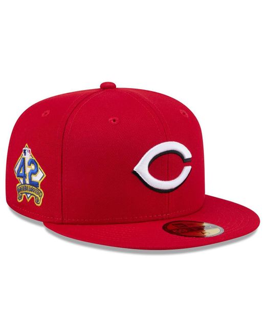 KTZ Red Cincinnati S 2025 Jackie Robinson Day 59fifty Fitted Hat for men