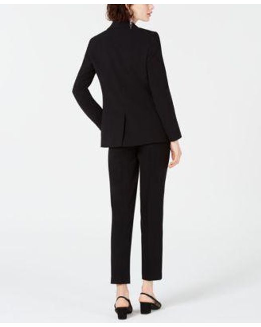 BarIII Black One Button Jacket Straight Leg Pants Blouse Created For Macys