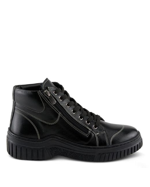 Spring Step Black Loeva Leather High-top Sneaker Boot