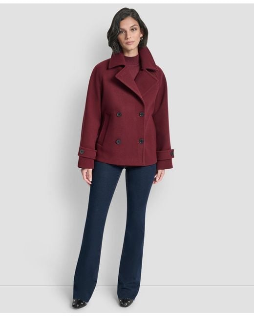 DKNY Short Double Breasted Collared Coat