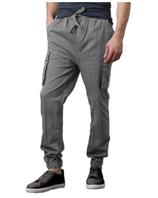 Galaxy By Harvic Gray Slim Fit Stretch Cargo jogger Pants for men