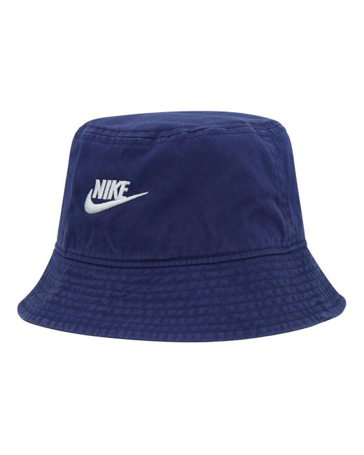 Nike Navy Futura Logo Washed Bucket Hat in Blue for Men | Lyst