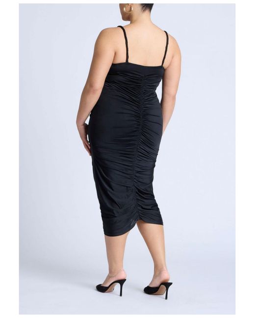 Eloquii Blue Hardware Shirred Midi Dress