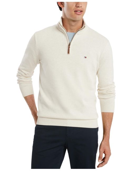Tommy Hilfiger Gray Big & Tall Quarter-zip Sweater for men
