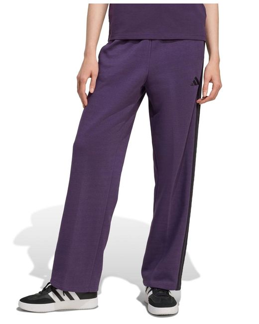 Adidas Purple Essentials 3-stripes Open Hem Pants