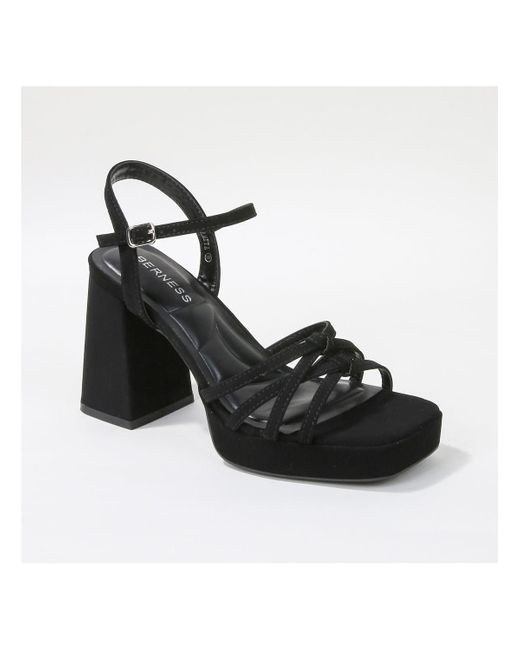 BERNESS Black Anita Knotted Strappy Platform Heel Sandals