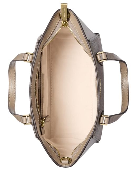Michael Kors Natural Taryn Small Signature Logo And Leather Convertible Crossbody Bag