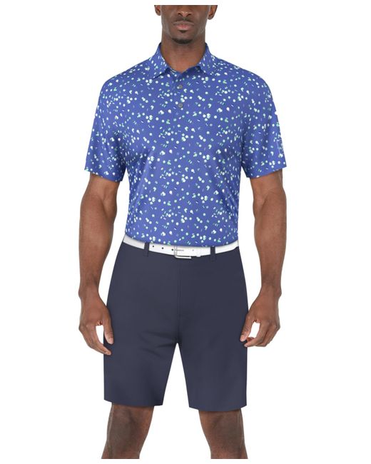 PGA TOUR Blue Umbrella Graphic Polo Shirt for men