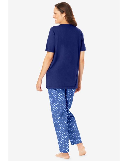 Dreams & Co. Blue Plus Size Graphic Tee Pj Set