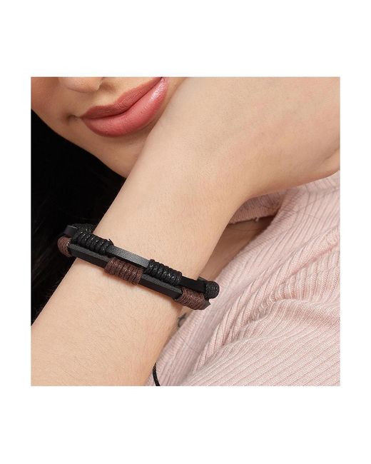 SOH Black Boho Leather Stack Bracelet