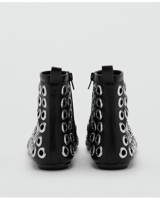 Mango White Eyelets Leather-effect Ankle Boots