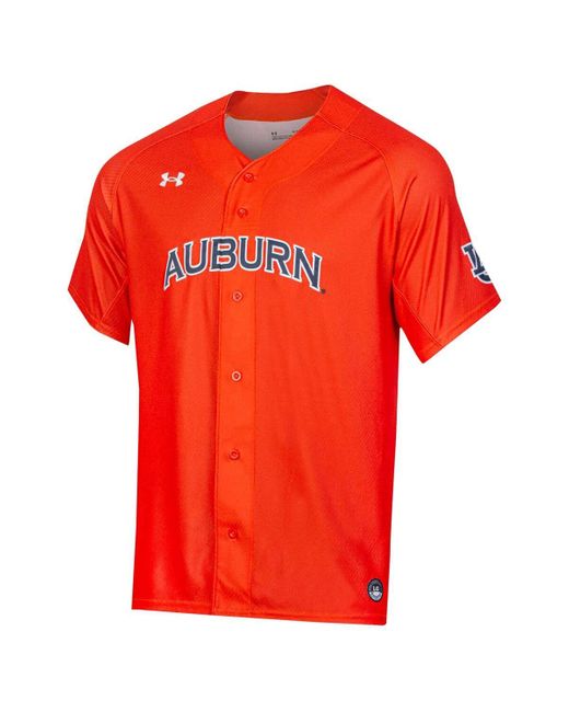Under Armour Red Auburn Tigers Replica Full-button Baseball Jersey for men