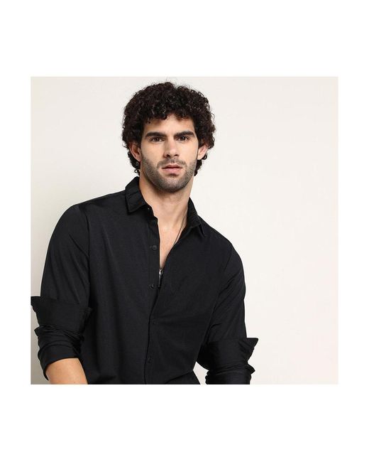 Campus Sutra Black Onyx Everyday Solid Shirt for men
