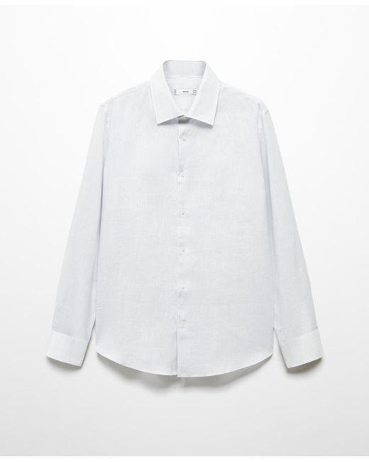 Mango White 100% Linen Regular-fit Shirt for men
