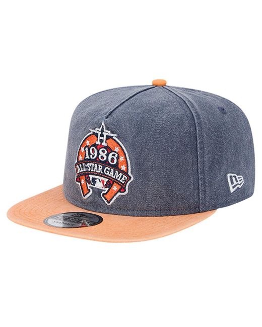 KTZ Blue Navy/orange Houston Astros 1986 Mlb All-star Game Pigment Dye Golfer Snapback Hat for men
