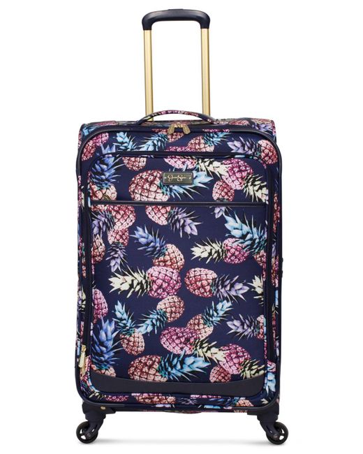 Jessica Simpson Blue Pineapple 25" Expandable Spinner Suitcase