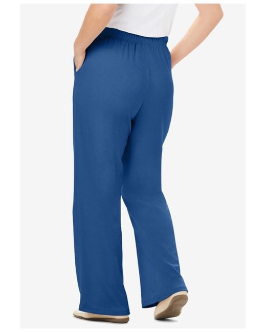 Woman Within Blue Within Tall 7-day Knit Wide-leg Pant