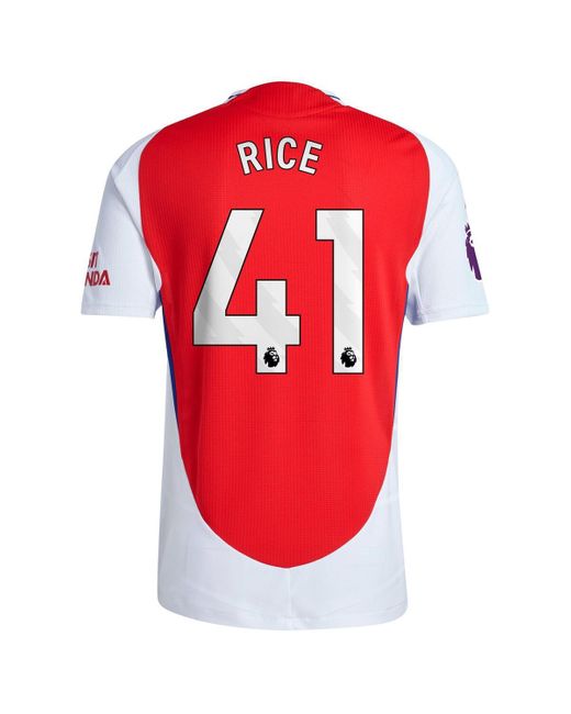 Adidas Red Declan Rice Arsenal 2024/25 Home Authentic Player Jersey for men