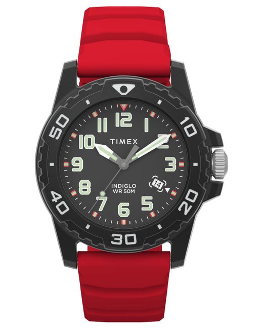 Timex Red Main Street Quartz Silicone Strap 42mm Round Watch for men