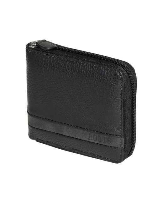 ROOTS Black Men Zipper Around Wallet With Center Wing for men