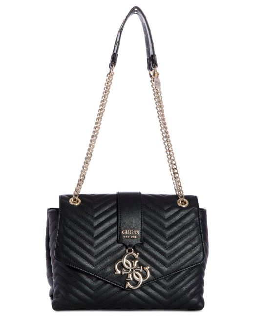 guess black leather shoulder bag