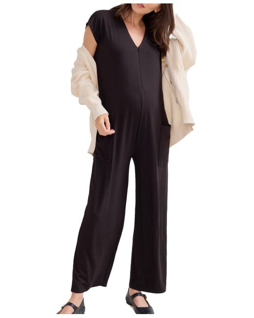 Hatch Collection Black Maternity The Charlotte Nursing Friendly Jumpsuit