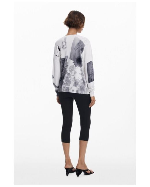Desigual White Fine Collage Sweater