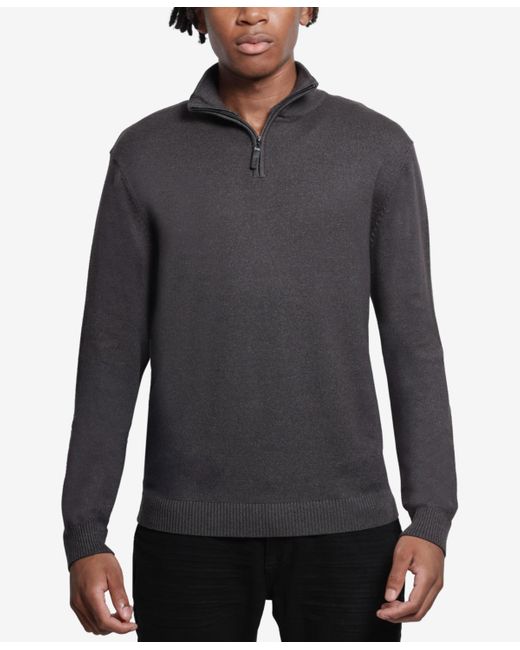 Xray Jeans Gray Quarter Zip Mock Neck Sweater for men