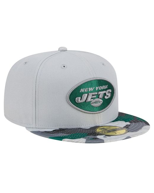 KTZ Gray New York Jets Active Camo 59fifty Fitted Hat for men