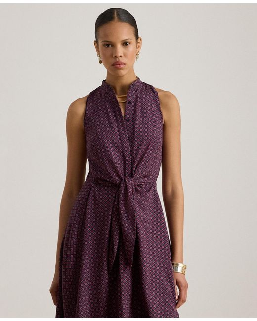 Ralph Lauren Red Print Tie-front Sleeveless Dress