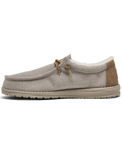 Hey Dude Wally Herringbone Faux Sherpa Casual Moccasin Sneakers From