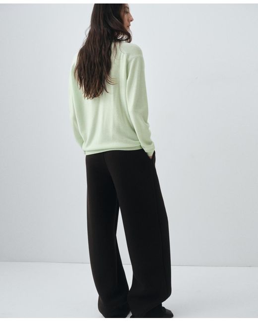 Mango Green Wool Polo-neck Sweater