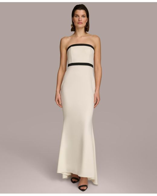 Donna Karan Natural Contrast-trim Strapless Gown