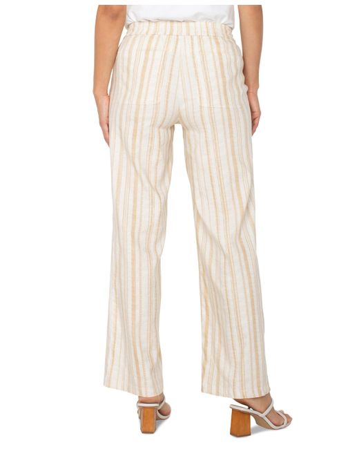Liverpool Los Angeles Natural Petite Stripe Drawstring Wide-leg Pants