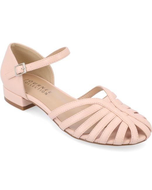 Journee Collection Pink Joannah Fisherman Ankle Strap Flat