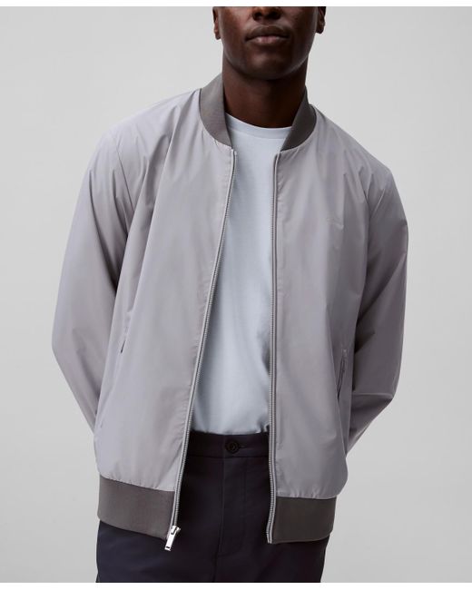 Calvin Klein Gray Logo-print Matte Bomber Jacket for men